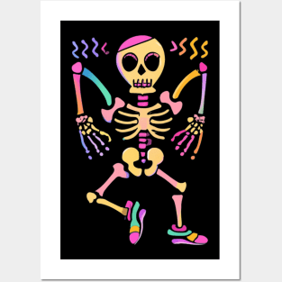 Dancing Skeleton Rainbow Posters and Art